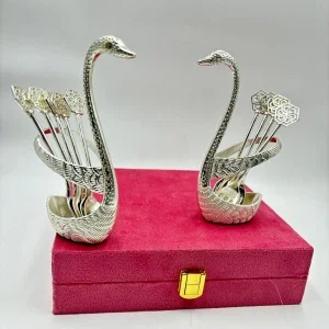 Luxury Swan Spoon and Fork Holder Return Gift in Premium Velvet Box for Wedding and Special Occasions