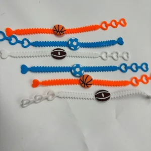 Sports Theme Kids Rakhi with Basketball Football Rugby Charms on Adjustable Silicone Bracelet for Raksha Bandhan
