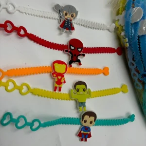 Colorful Superhero Silicone Rakhi with Adjustable Cartoon Wrist Band for Kids and Brother