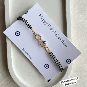 Designer Infinity Evil Eye Rakhi Bracelet for Brother with Adjustable Thread for Raksha Bandhan Celebration