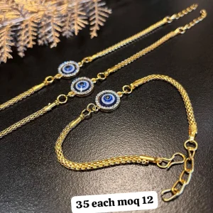 Premium blue evil eye bracelet for boys with adjustable black cord, lucky nazar protection bracelet for daily wear.