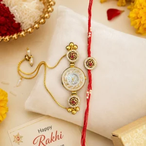 Luxury Rakhi with Stylish Watch Pair for Brother Raksha Bandhan Premium Festival Gift Set