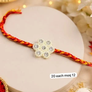 Premium Floral Rakhi for Brother with elegant traditional floral design for Raksha Bandhan celebration.