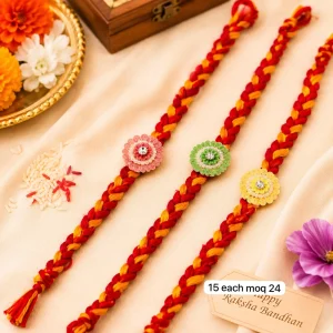 Premium Floral Designer Rakhi for Brother Handmade Traditional Raksha Bandhan Rakhi with Elegant Floral Design