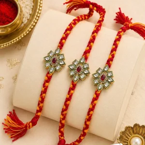Luxury Designer Potla Rakhi for Brother with Traditional Handmade Thread for Raksha Bandhan