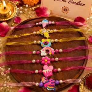 Premium Kids Cartoon Designer Rakhi Cute Bow, Rainbow & Cupcake Rakhi Collection for Brother | Handmade Raksha Bandhan Rakhi( 1 Piece )