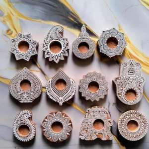 Wooden Diya Holder Set handcrafted traditional diya stand for Diwali and pooja decoration