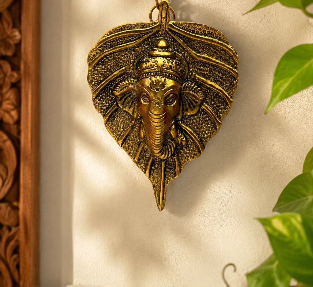 Brass Patta Ganesh Ji wall hanging decorative idol for pooja room and home temple