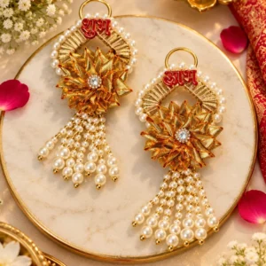 Golden Shubh Labh pearl wall hanging pair for Diwali and pooja room decoration