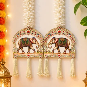 Traditional elephant door hanging pair for Diwali and festive home entrance decoration