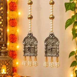 German Silver Shubh Labh Door Hanging Pair for Diwali Decoration