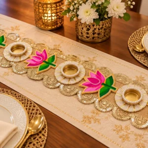 22 inch lotus table runner for dining table festive home decor