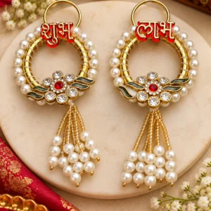 Shubh Labh pearl hanging pair for Diwali home entrance decoration
