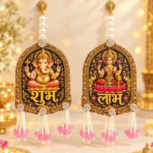 Traditional Ganesh Ji Lakshmi Ji Shubh Labh hanging pair for Diwali decoration