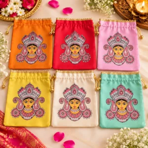 Maa Durga Printed Potli Bags for Puja and Festive Gifting