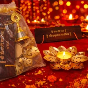 Designer Tealight Bell and Chalisa Potli Set Diwali Gift Hamper