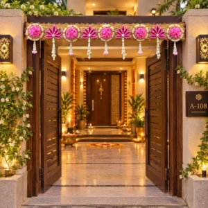 Designer Flower Banderwal with Pearl Tassels for Festive Entrance
