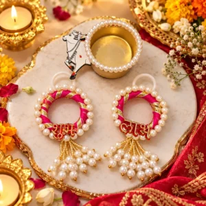 Designer Shubh Labh Hanging Pair with Tea Light Holder for Diwali Decoration