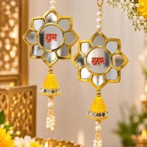 Designer Shubh Labh Mirror Work Hanging Pair for Diwali Decoration